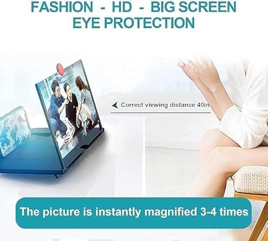 3D HD Screen Magnifier & Phone Holder – Screen Expander and Amplifier for All Smartphones with Eye Protection