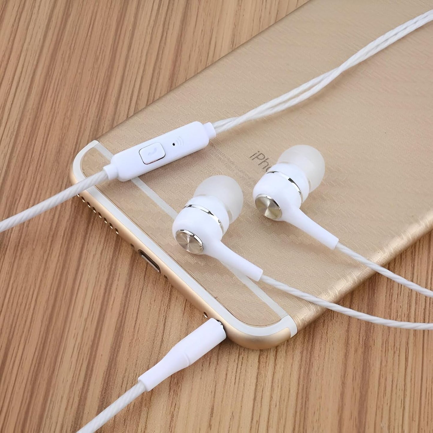 Wired Earphones with Microphone Headset Stereo Sound Quality Noise Canceling Headphones for Running/Cooking/Gym/Sports (S12 White)