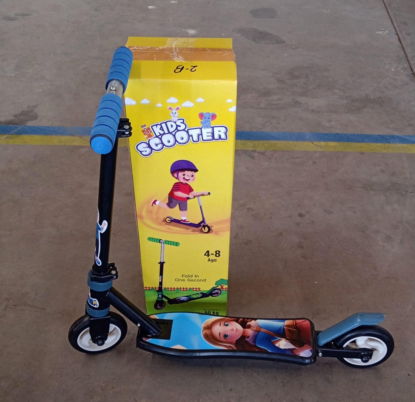 Basic Kids Ride On Leg Push Scooter for Boys and Girls (4 - 8 Years Old Kids) Foldable Scooter Cycle with Height Adjustment for Boys and Girls Multicolor (1 Pc / 2 Wheel)