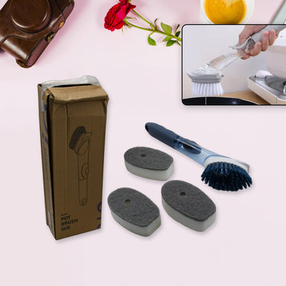 Soap dispensing dish brush set with handle