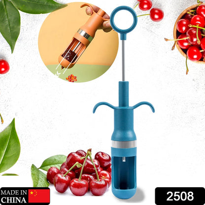 Cherry corer tool with one-hand operation, ideal for making jams.