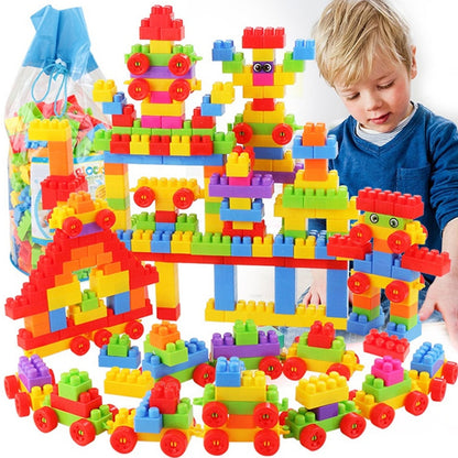 Blocks for kids' house construction, showing a variety of building pieces in a set