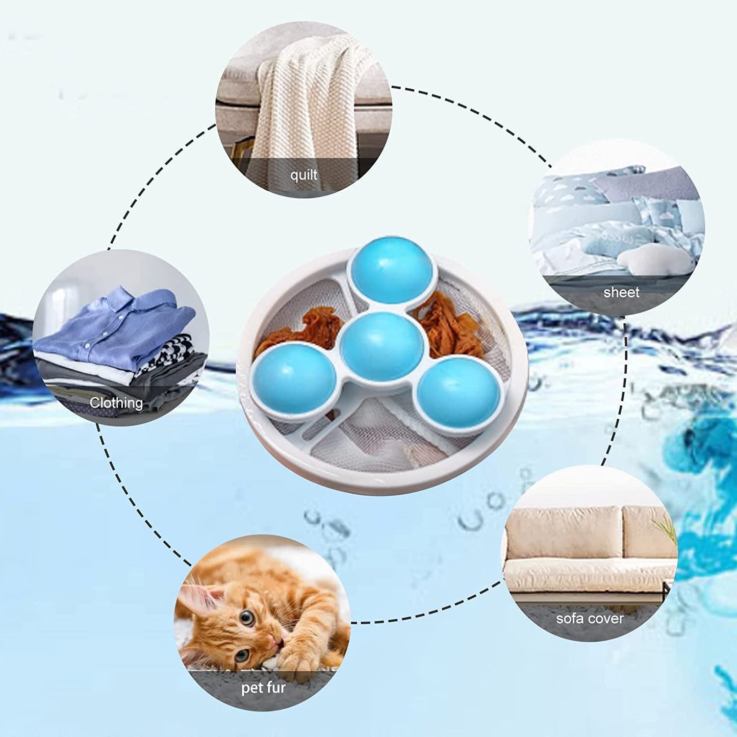 Laundry Ball Floating Pet Fur Lint Hair Catcher Household Reusable Washing Machine Floating Lint Mesh Bag Hair Filter Net Pouch Washing Lint Hair Remover Net, Mesh Bag Dryer (1 Pc)