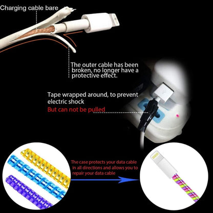 Metallic Finish Cable Spiral Protector / Wire Repair / Pet Cord Protector / Headphone Saver, Cable Wrap / Cover for Mac Charging Cable