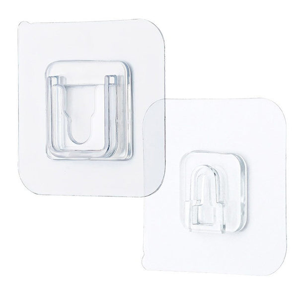 Transparent adhesive hook for hanging items, clear design