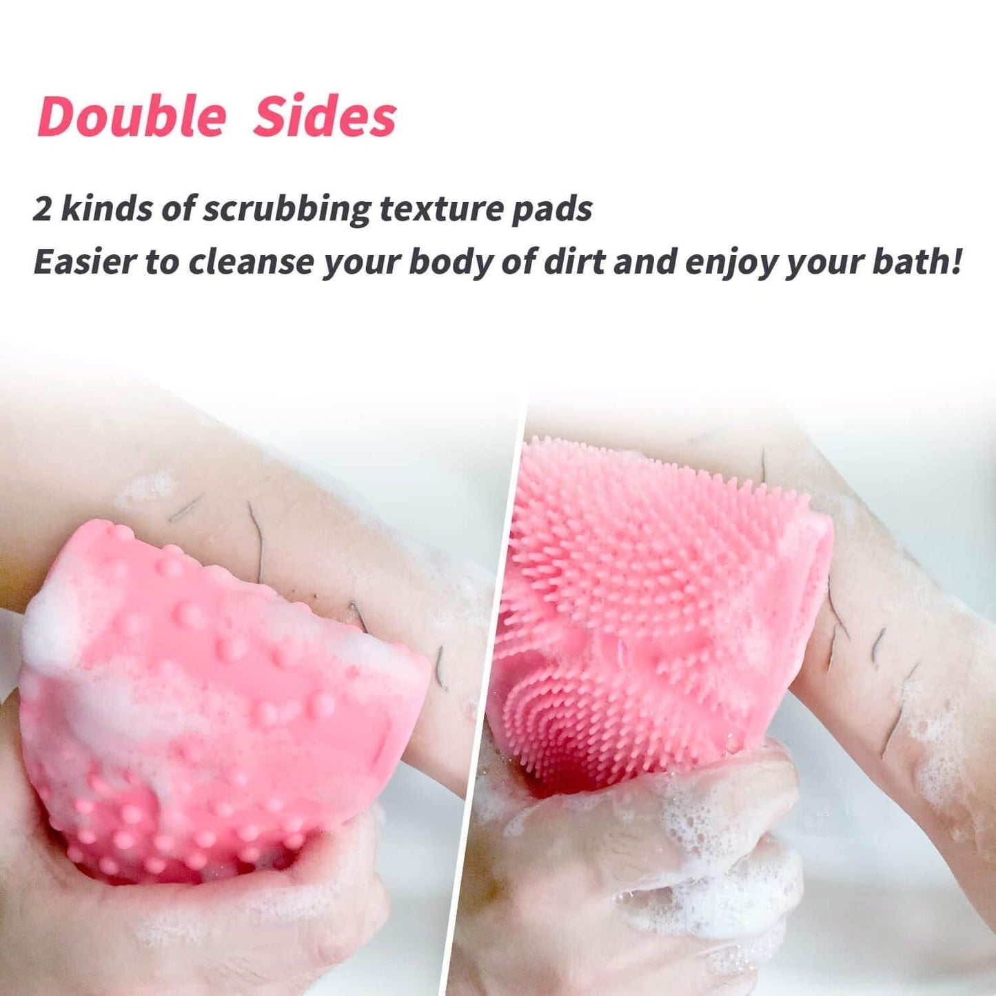 Silicone Body Back Scrubber Double Side Bathing Brush for Skin Deep Cleaning Massage, Dead Skin Removal (101 Gm | medium Size /1pc)