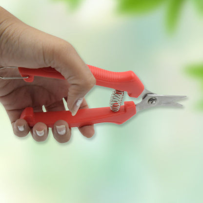 Heavy-duty stainless steel trimming scissors for gardening, designed for durability.