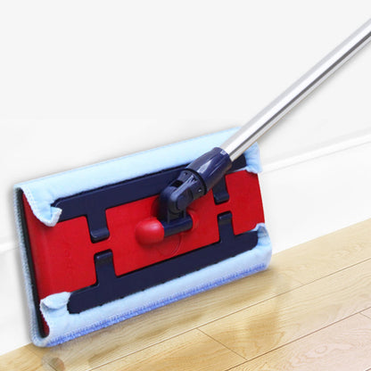 Microfiber floor mop, flat design, rotating mechanism for effective cleaning.