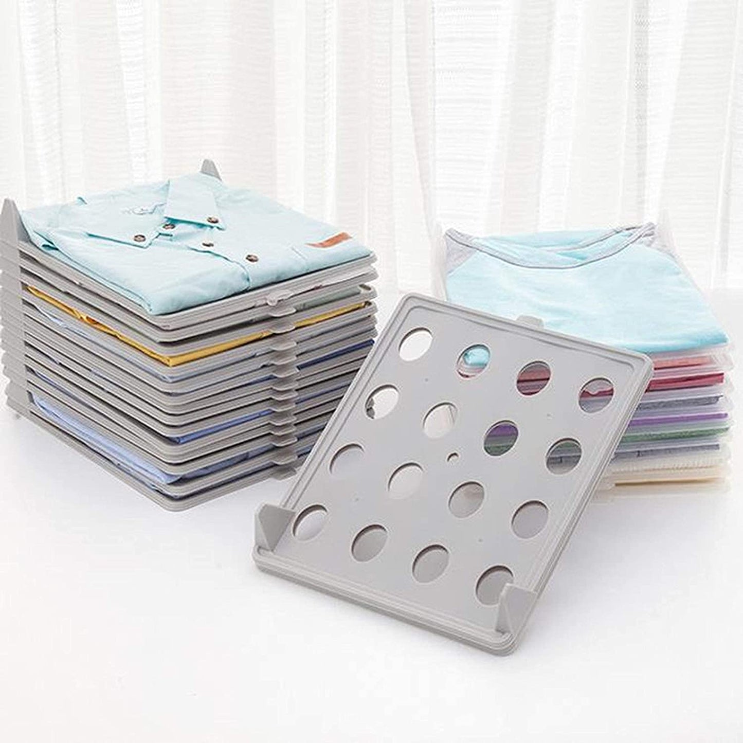 Durable fabric organizer for arranging clothes and fabrics efficiently.