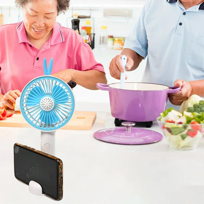 Portable fan with LED light and stand