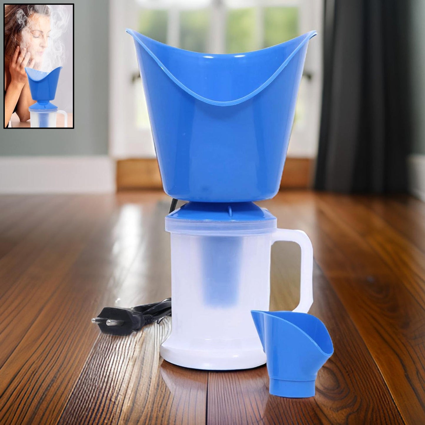 2-in-1 vaporiser steamer for relieving cough and cold.