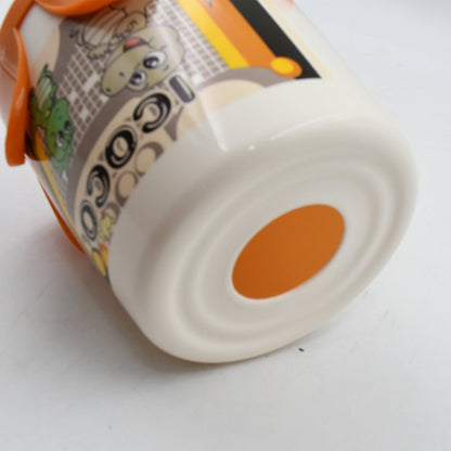 Round plastic tissue holder with stylish plaid pattern.