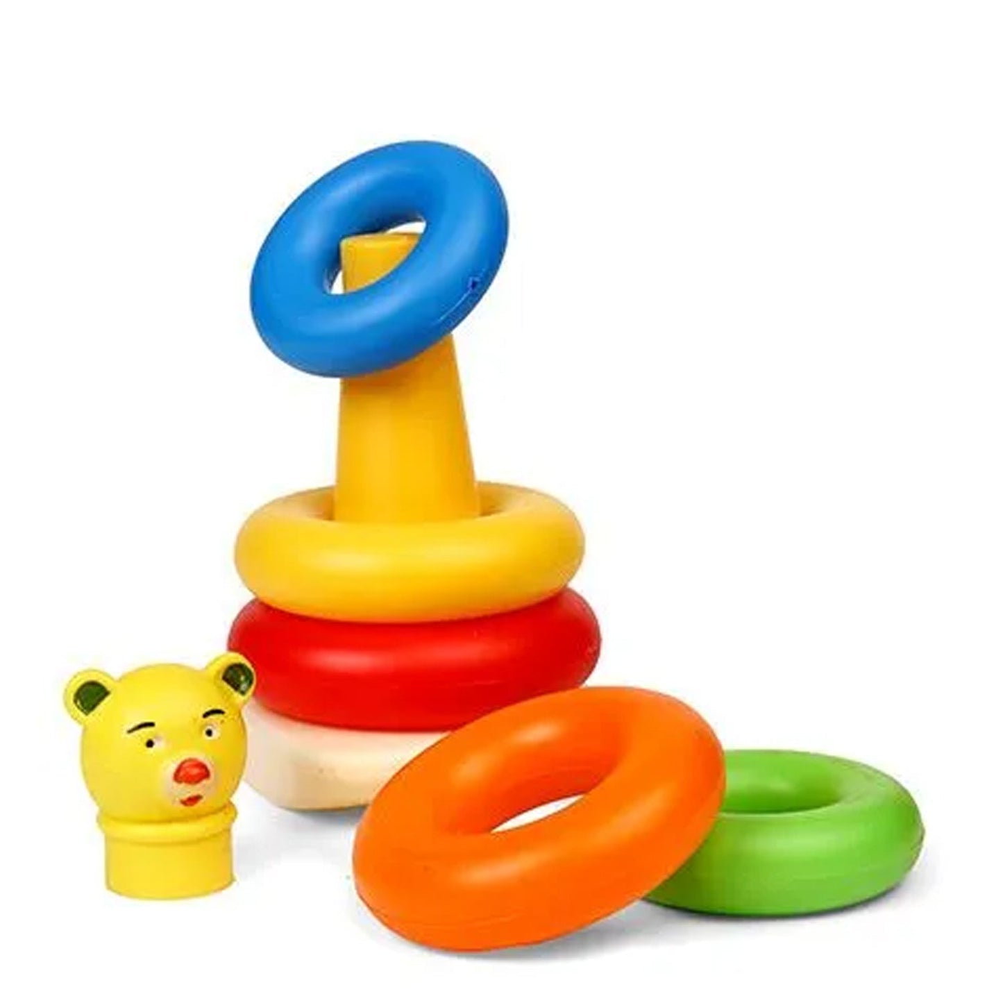 Baby toy set with multiple rings for stacking.