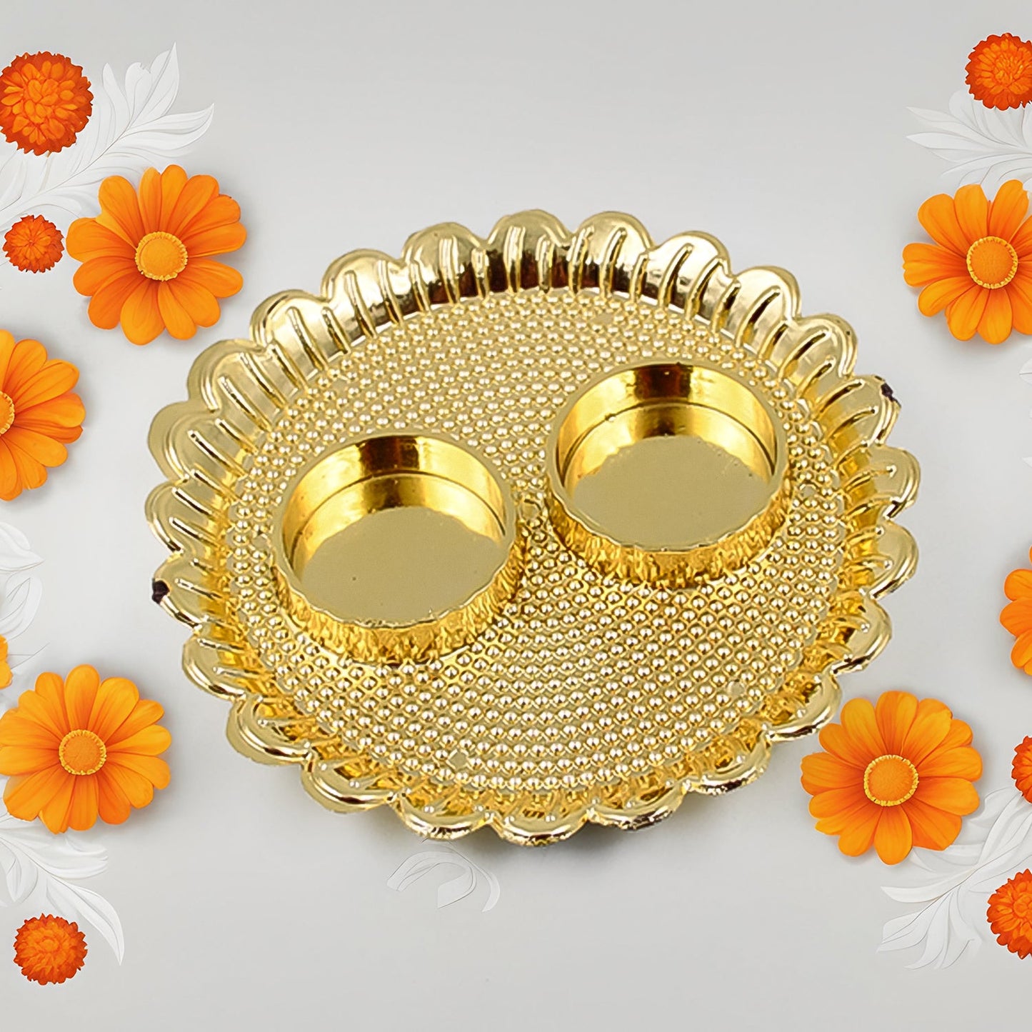 Round Shape Special Puja Thali, Kumkum Thali Holder (1 Pc / Big)