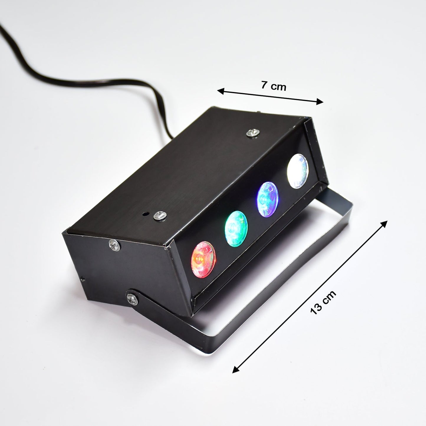 Compact laser projector with 4 RGBW LED lights for events