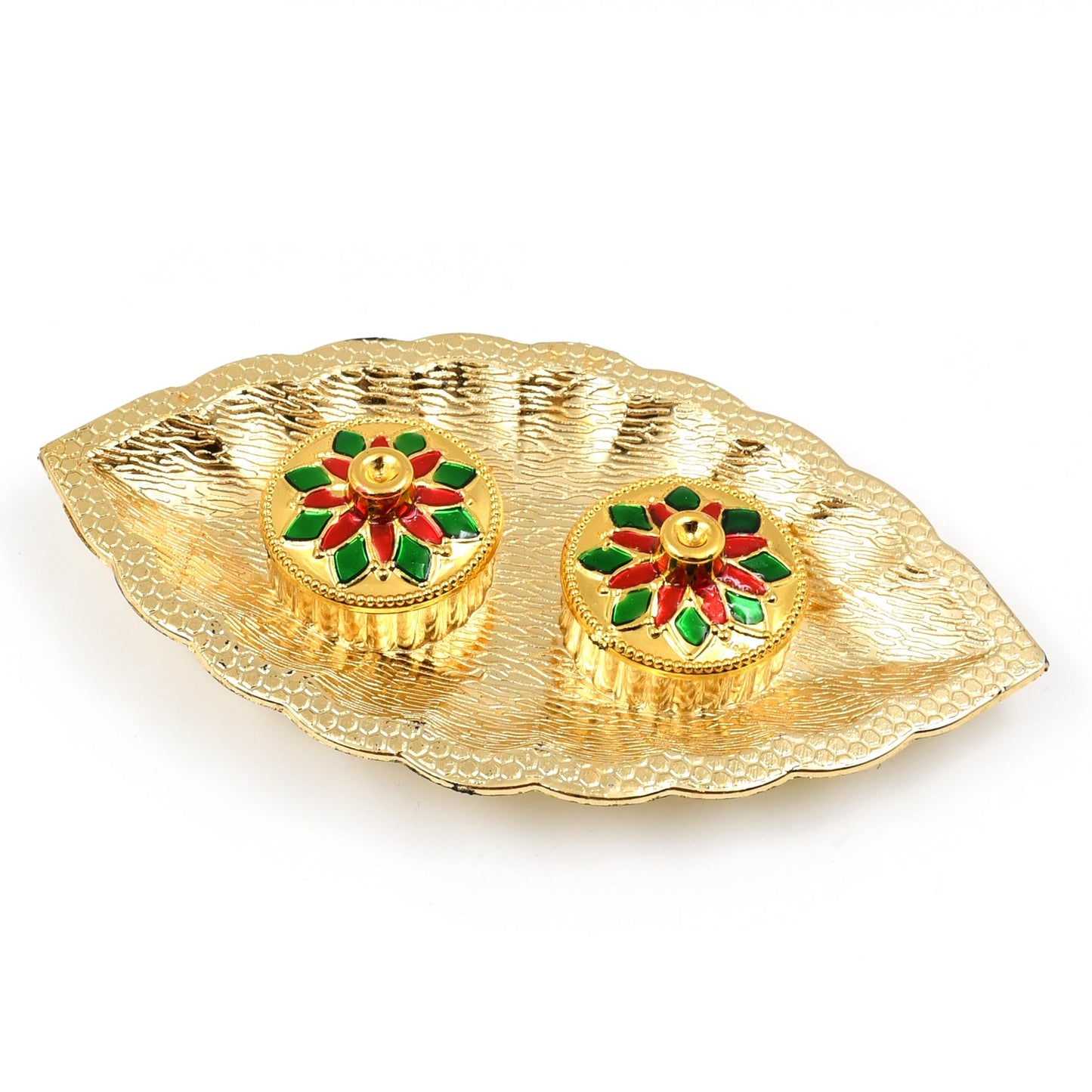 Leaf Shape Special Puja Thali (1 Pc / Mix Design)