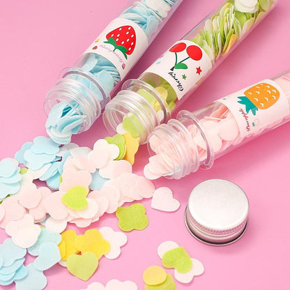 Flower-shaped soap strips in a test tube for on-the-go hand washing