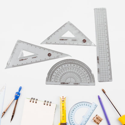 4-piece ruler set for school and office, includes draft rulers