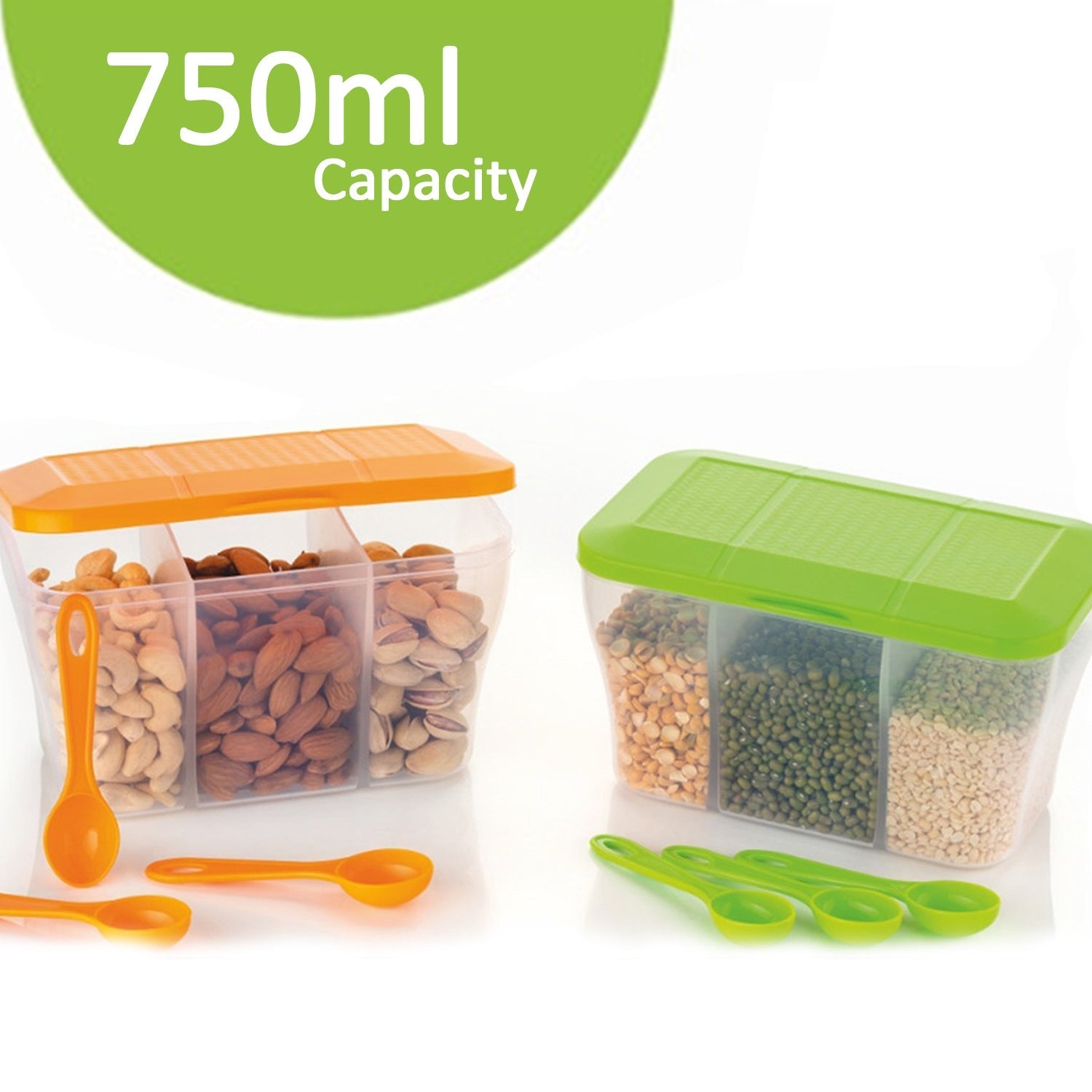 750ml square plastic organizer, ideal for food storage and organization.