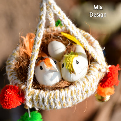 Hanging bird's nest, artificial jute, decorative item