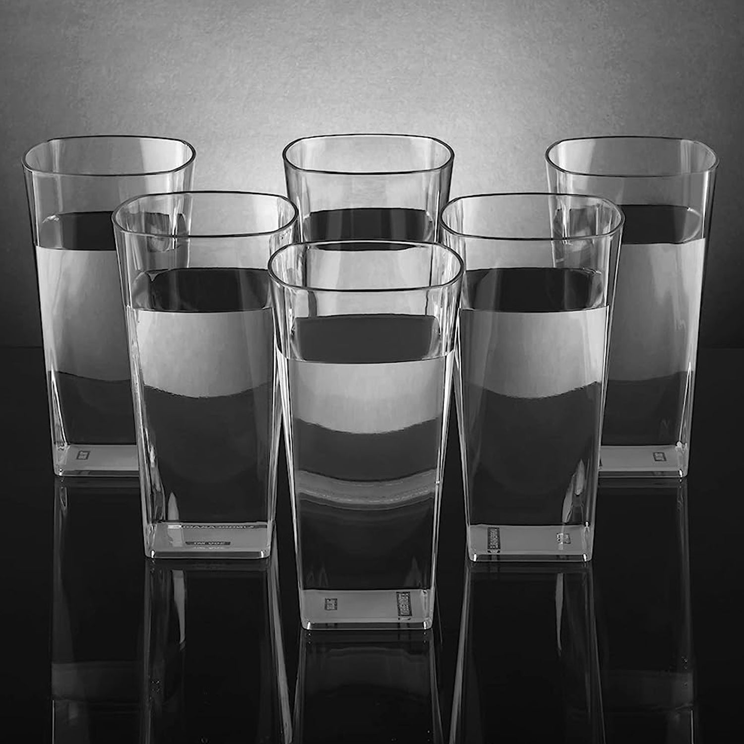 Square plastic tumblers for water or juice