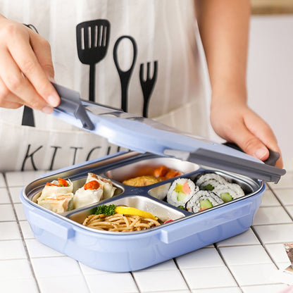 Black transparent 4-compartment lunch box, stainless steel