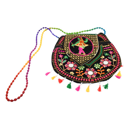 9 inch Handcrafted Cotton Embroidered Shoulder Bag for Girls & women (1 Pc)