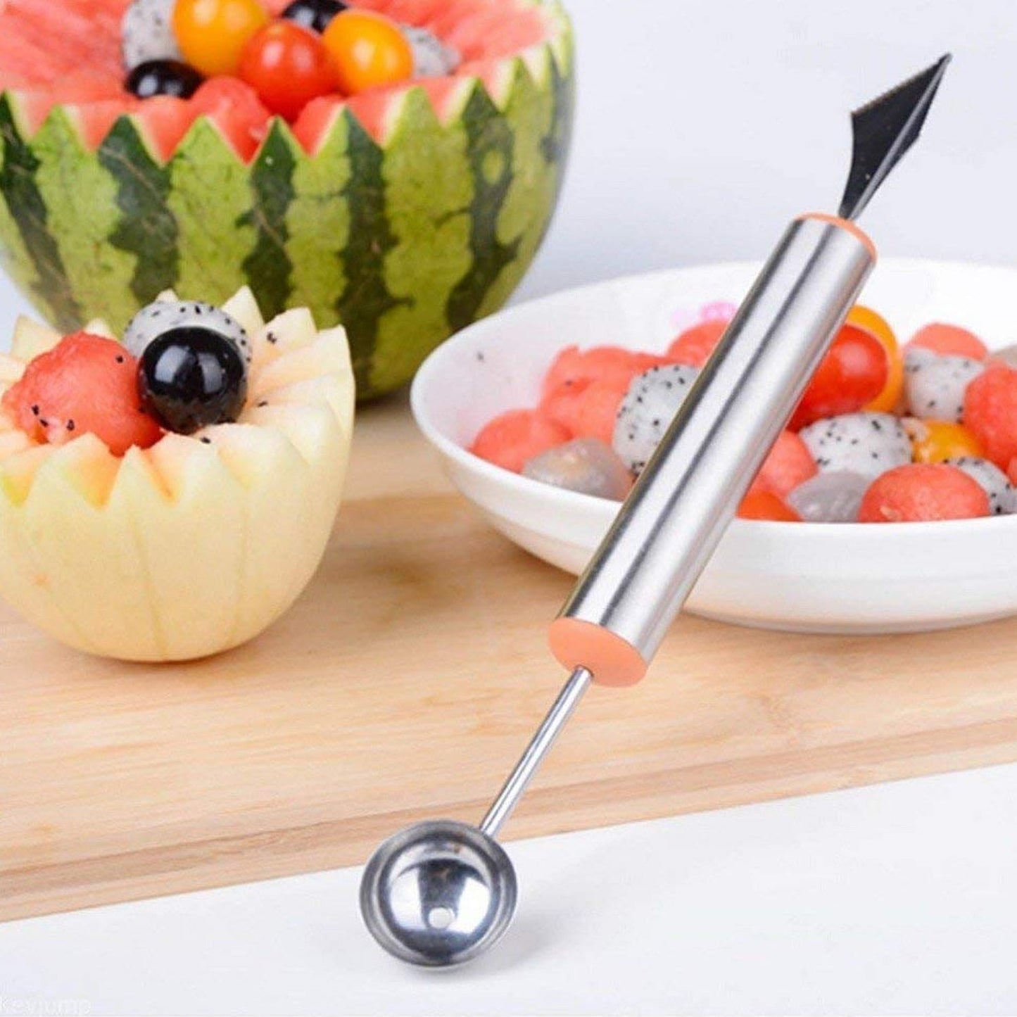 Melon baller with knife