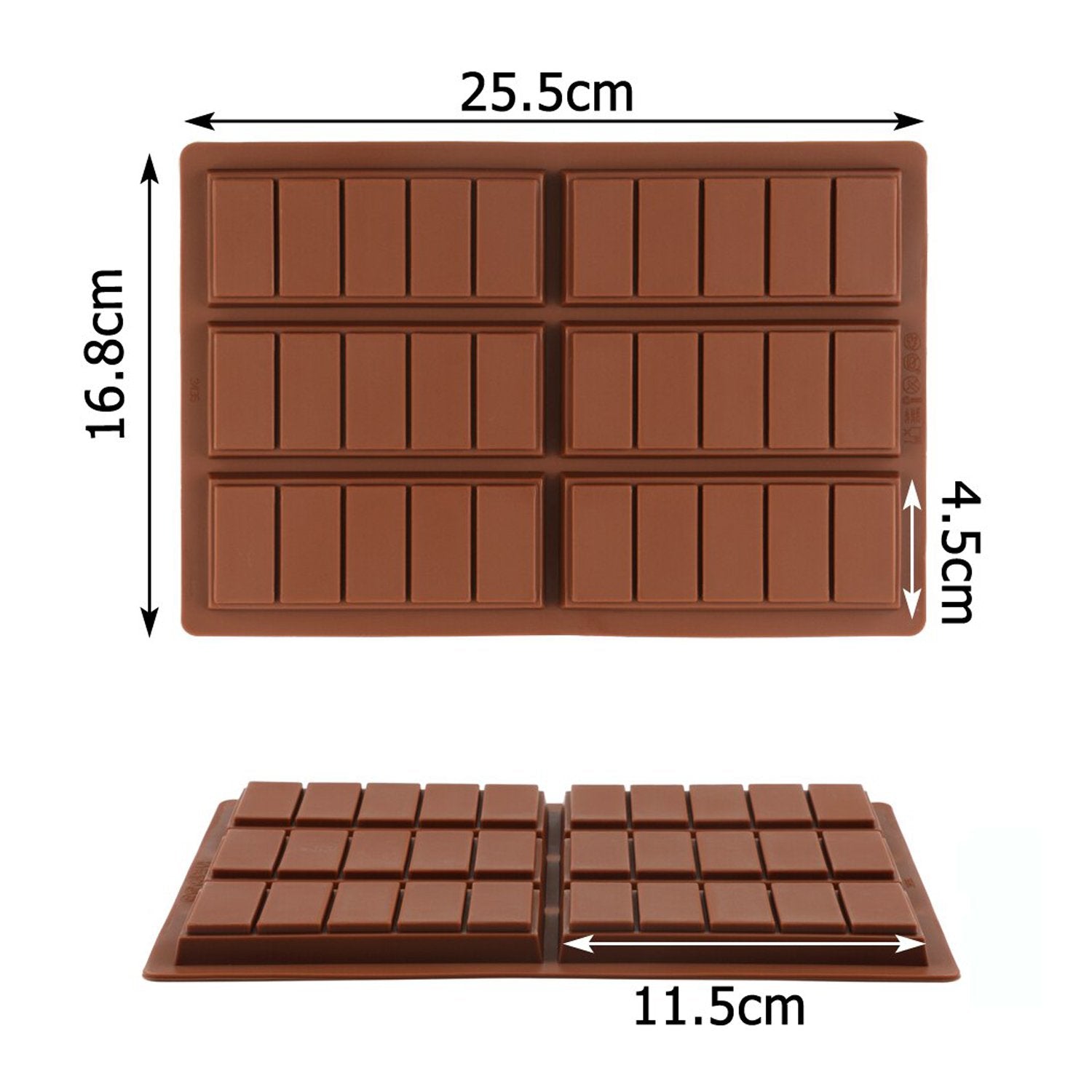 Clear polycarbonate mold for creating detailed chocolate bars