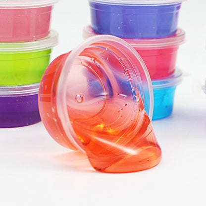 Assorted crystal slime jars in a fun and colorful set.