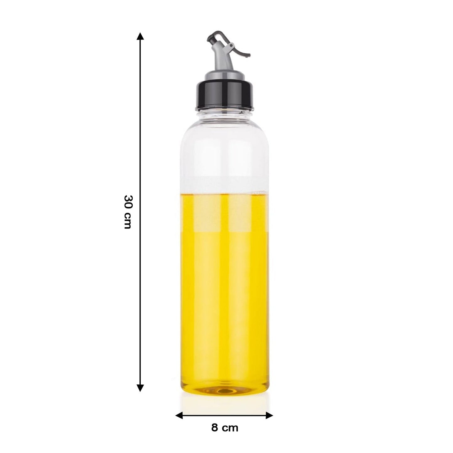 1-liter transparent oil dispenser, plastic, for precise pouring.