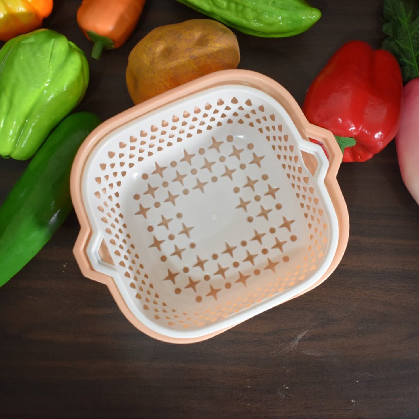 2-in-1 basket strainer for rinsing fruits and vegetables