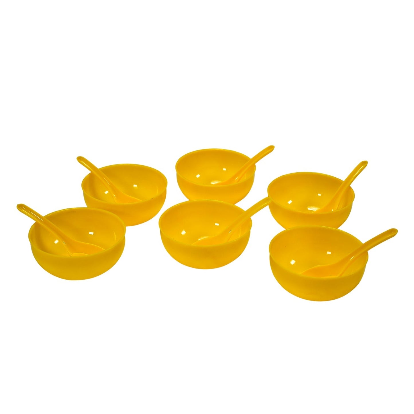 Plastic soup bowl set with spoons, 6-piece set