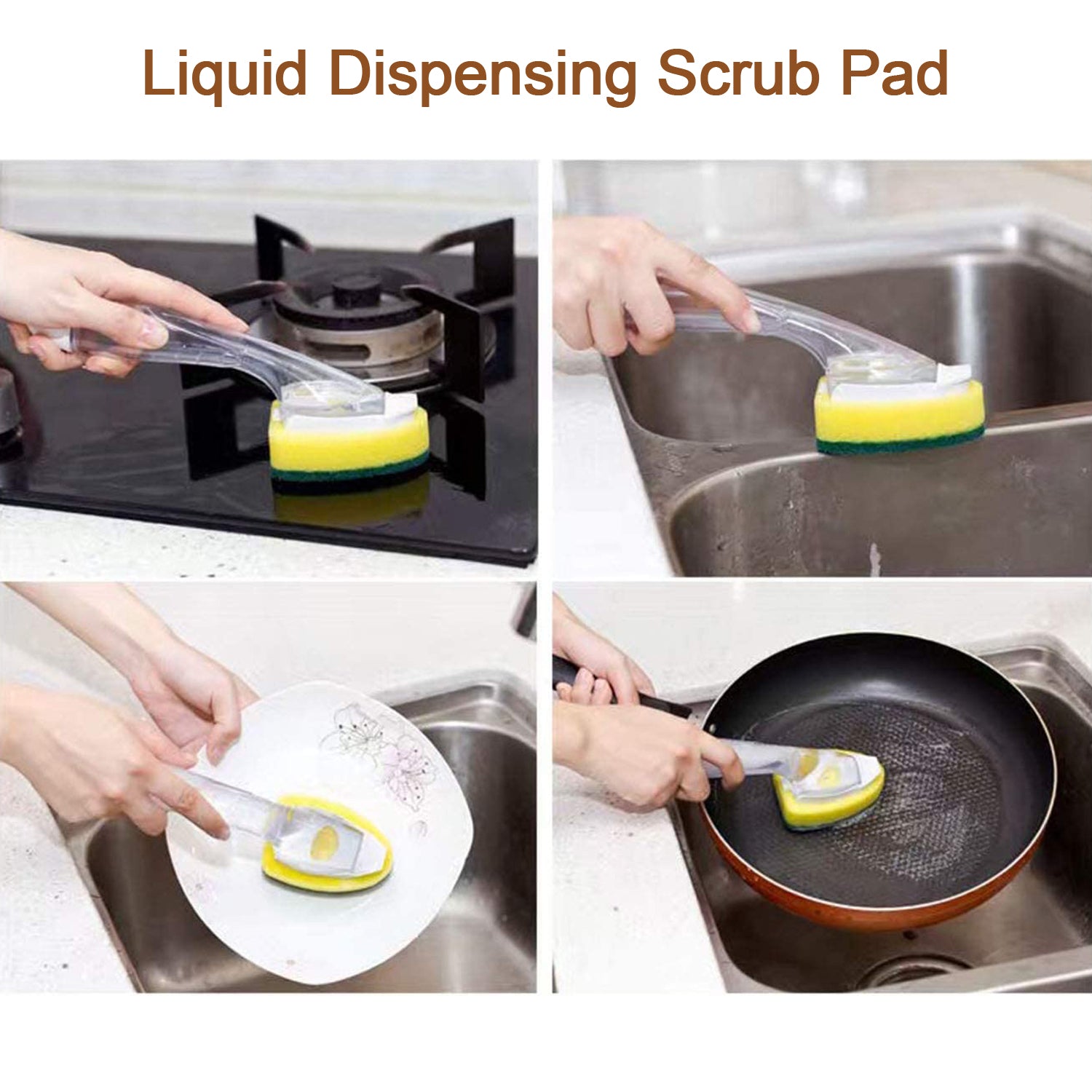 Practical liquid dispensing scrub for everyday dishwashing needs