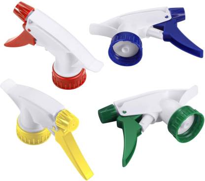 Replacement spray bottle nozzle, trigger type, made of durable plastic with an attached pipe.