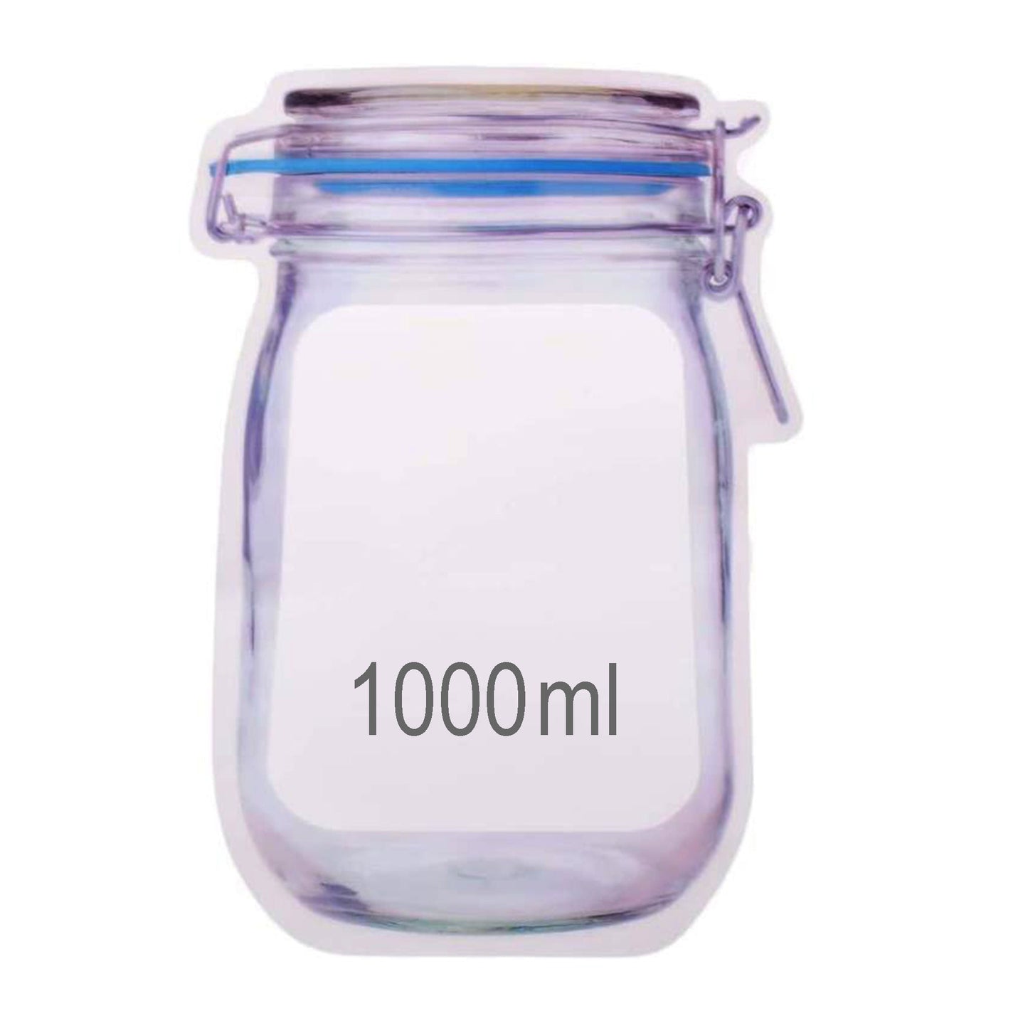 1000ml airtight plastic food storage jar with zipper.