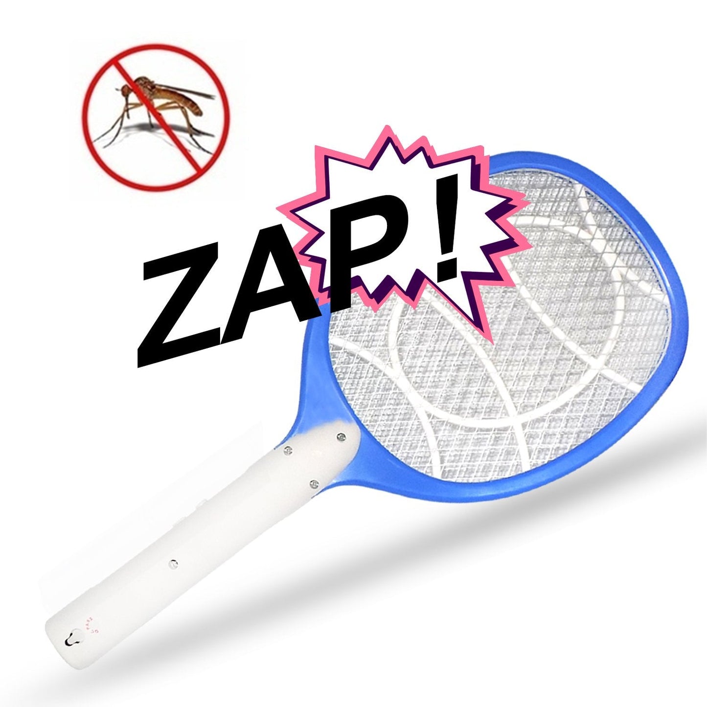 Insect killer racket, back view.