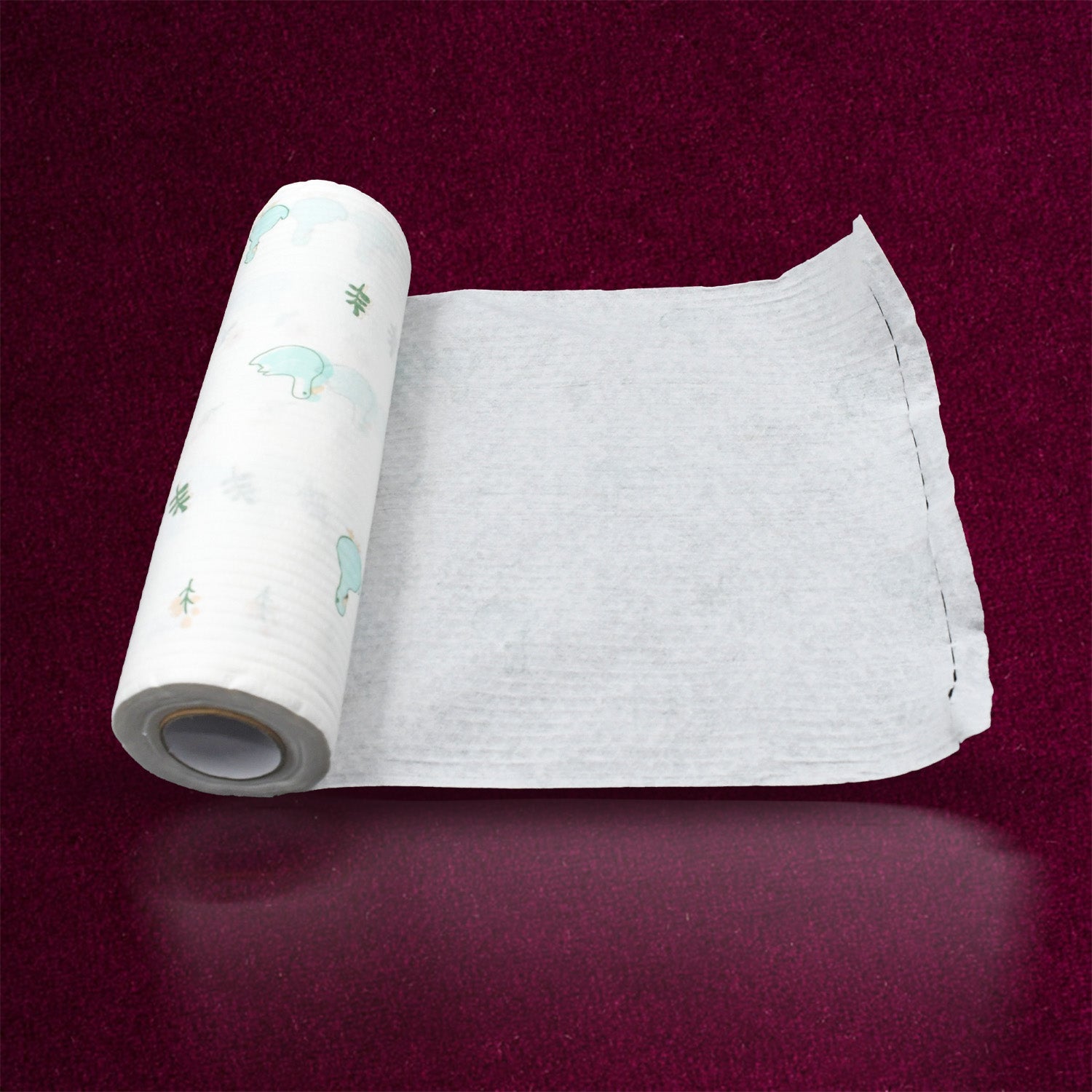 Kitchen paper towel roll, non-stick, printed design.