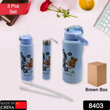 Plastic Water Bottle 3pc Set,3  Different Size Bottle High Quality Water Bottle Plastic Water Bottle BPA-Free & Leak-Proof!  Cartoon Printed Design for Kids' School, For Fridge, Office, Sports, School, Gym, Yoga (3 Pc Set)