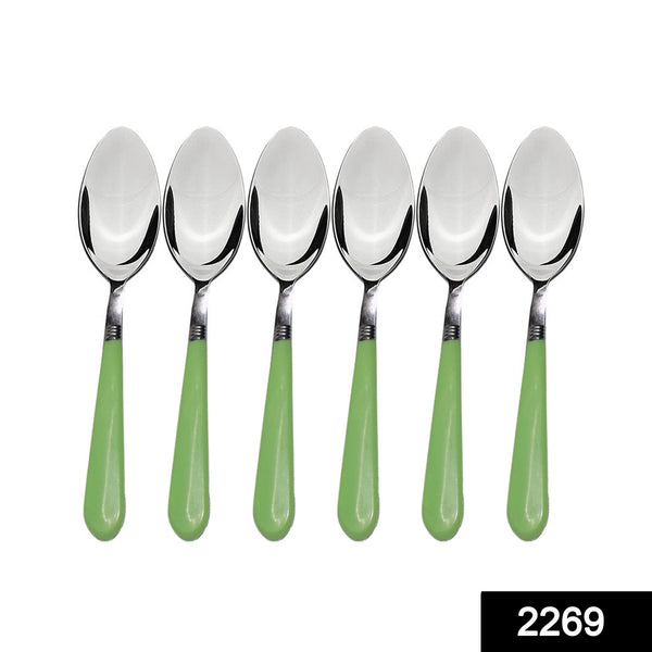 Stainless steel spoon set with SKU code, perfect for daily dining.