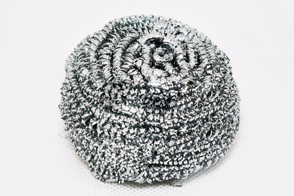 Round stainless steel scrubbers, pack of 12, perfect for tough stains.