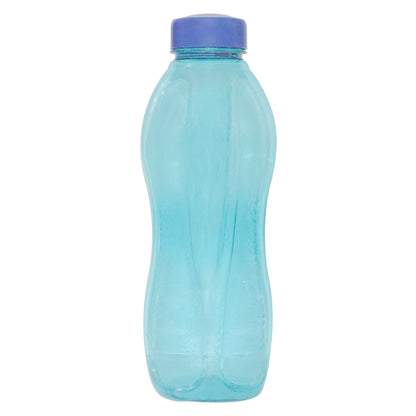 Plastic water bottle with a small spout and wide base.