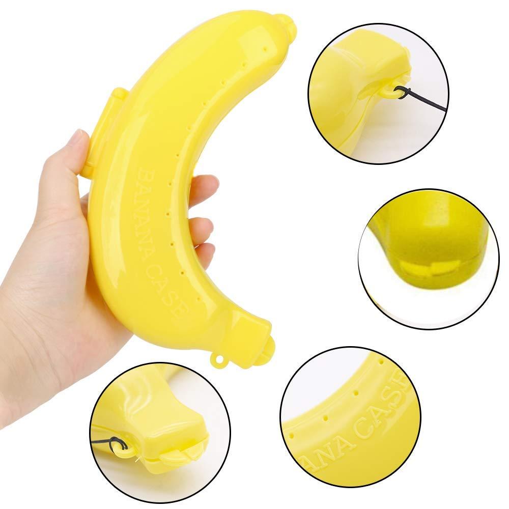 Yellow banana case for carrying snacks.