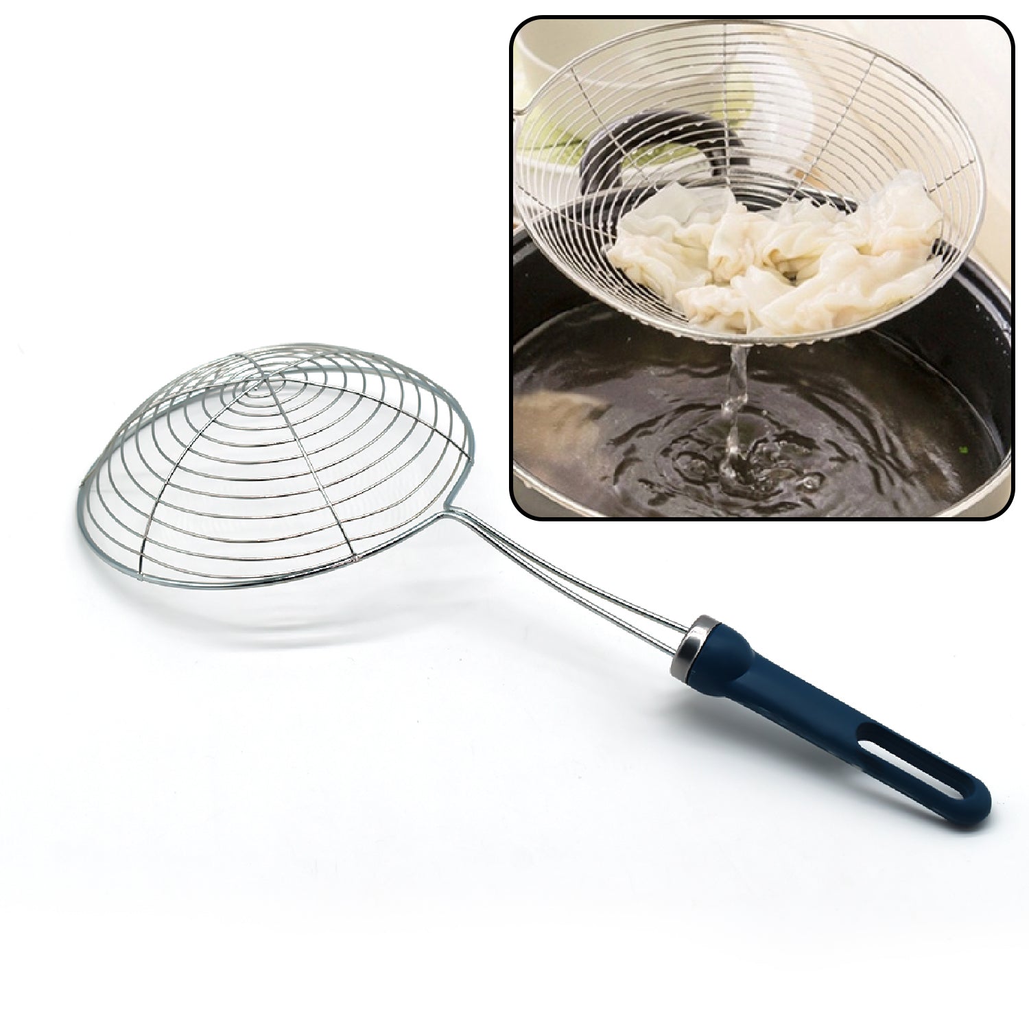 Mesh strainer for frying