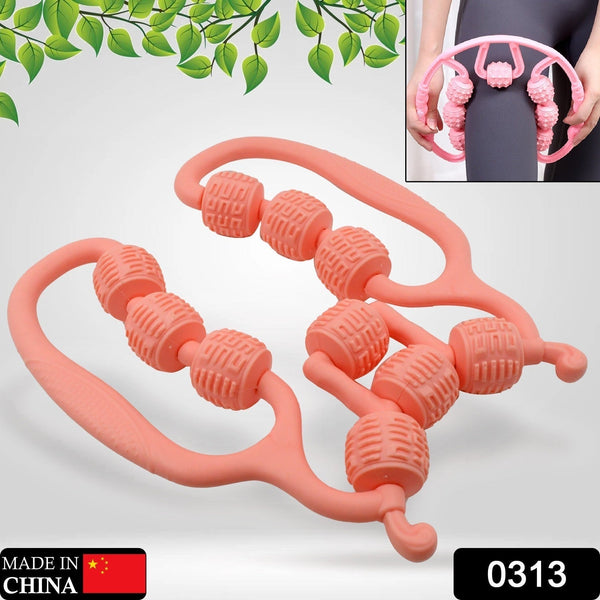 Muscle Massage Roller, 10 Wheels Relieve Soreness Leg Muscle Roller Fitness Roller Muscle Relaxer Massage Roller Ring Clip All Round Massaging Uniform Force Elastic PP Drop Shaped for Home Use (1 Pc), Gym Equipment