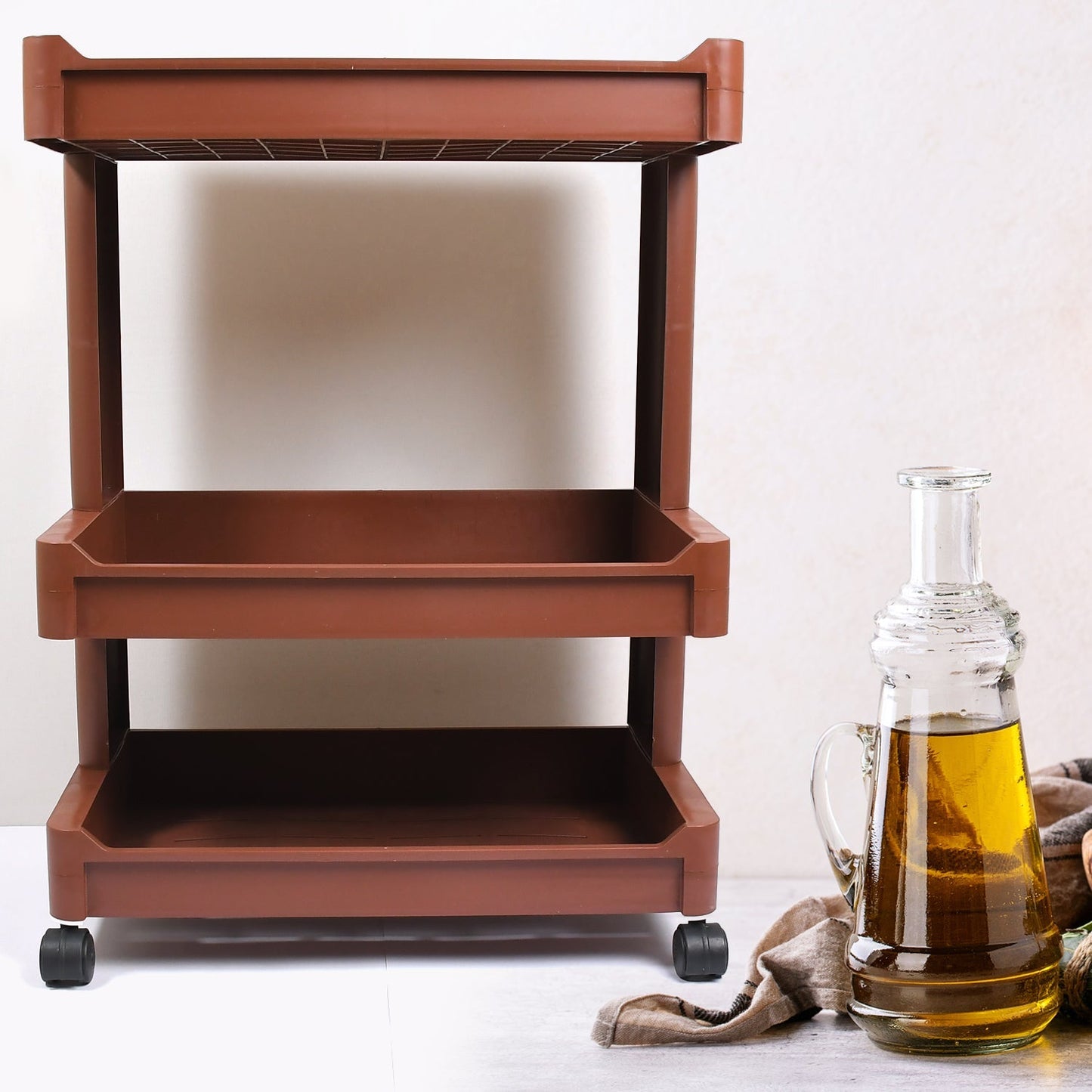 Plastic bar cart for serving drinks