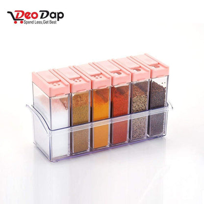 Plastic spice jars set with various colors and sizes