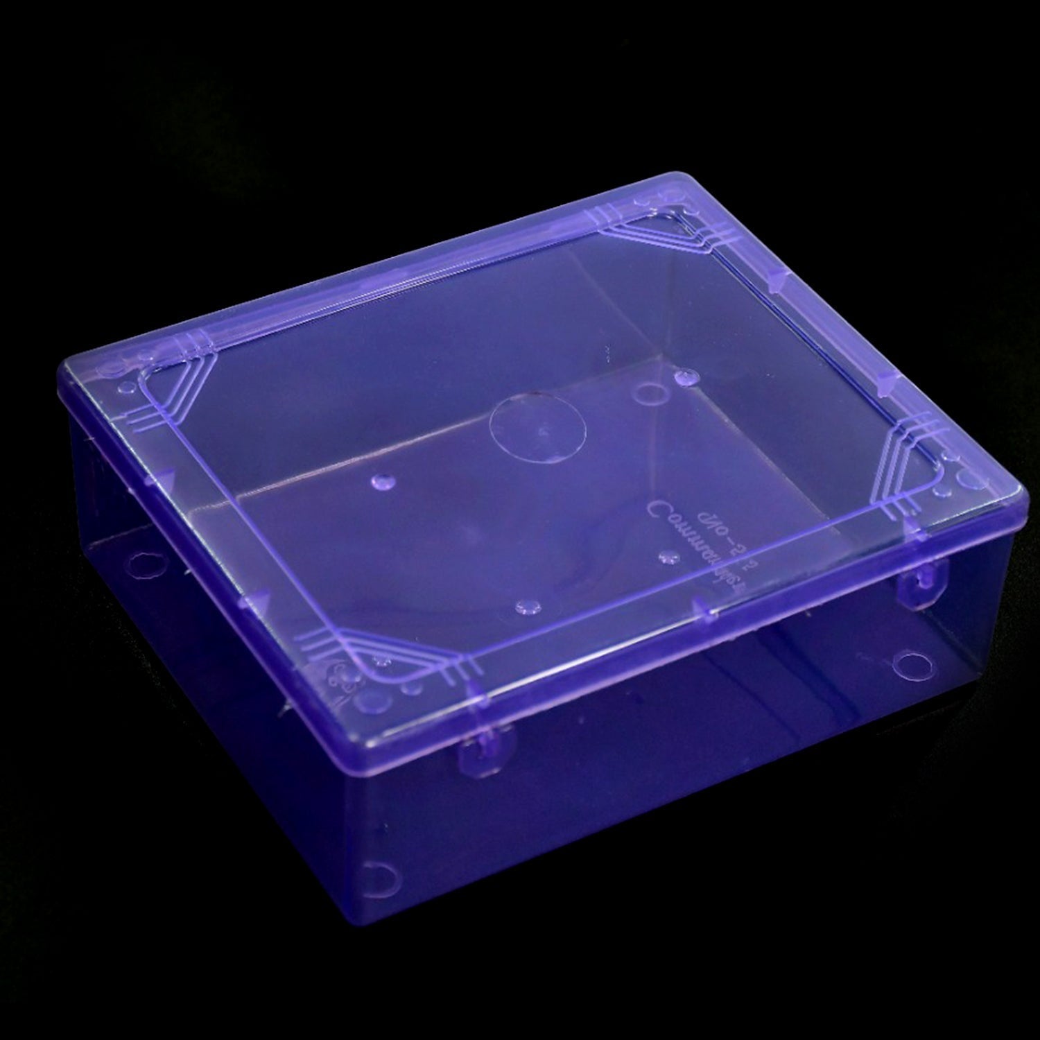 Clear plastic storage container with secure lid, ideal for organizing household items, clothes, and more.