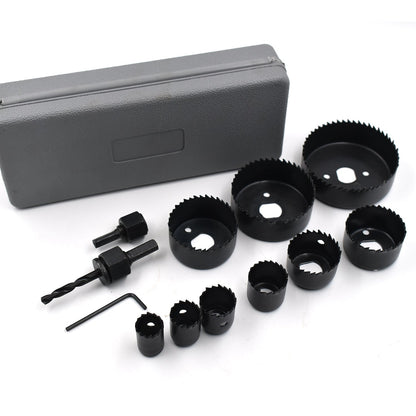 Versatile 12 pcs hole saw kit for various tasks.