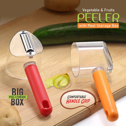 Stainless steel peeler with handy container for vegetables